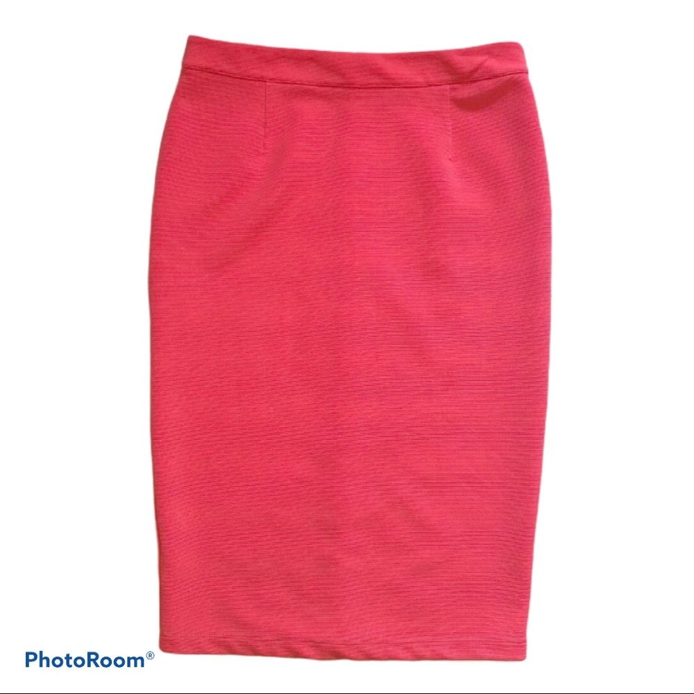 Pink Textured Midi Skirt